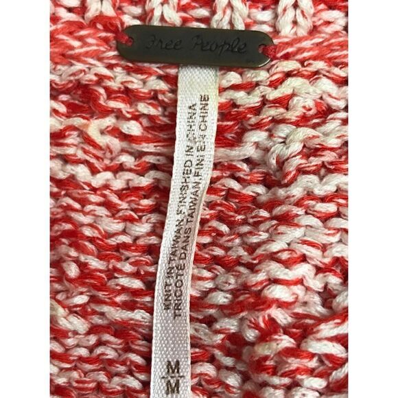 Free People Cable Knit Red White Sweater Size Medium - Picture 5 of 7